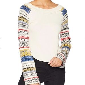 Free People Fairground Striped-Sleeve Thermal Sweater